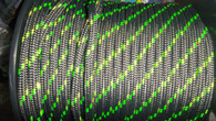 Rope 10mm Double Braid Polyester - Black with lime green fleck (per metre)