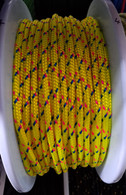 Rope 4mm Double Braid - Polyester - Neo Yellow with pink/blue fleck (per metre)