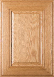 "Cherokee" Raised Panel Cabinet Door in Red Oak with Clear Lacquer Finish
