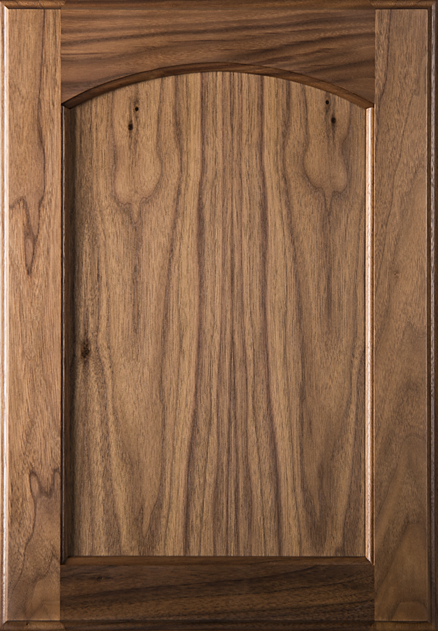 Eyebrow Arch Walnut Doors Flat Panel w/Clear Finish
