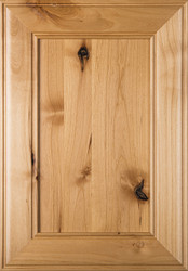 "Cherokee" Flat Panel Cabinet Door in Rustic Alder with Clear Lacquer Finish