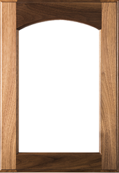 Eyebrow Arch Glass Walnut Door with Clear Finish
