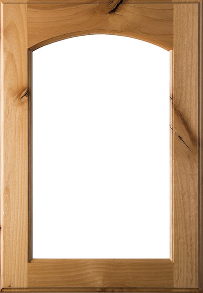 Unfinished Eyebrow Arch Glass Rustic Alder Door