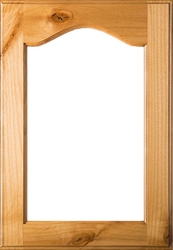 Cathedral Arch Glass Door in Rustic Alder with a Clear Finish