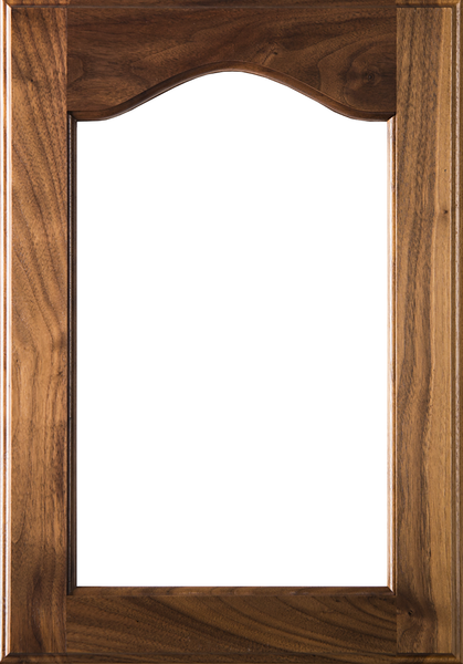 Unfinished Cathedral Arch Glass Door in  Walnut