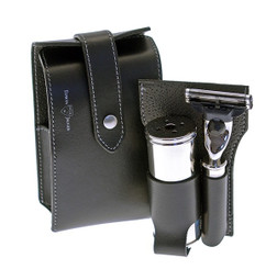 Edwin Jagger Leather Travel Shaving Kit in Black