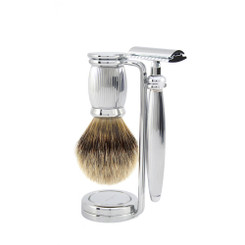Edwin Jagger Bulbous Collection "Lined" Three-Piece Luxury Shaving Set