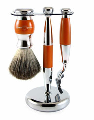 Edwin Jagger Luxury Orange Chrome Shaving Set Mach 3