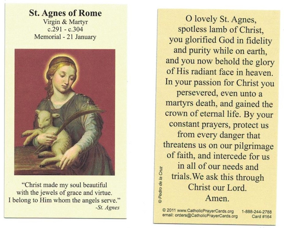 Saint Agnes Of Rome Prayer Card