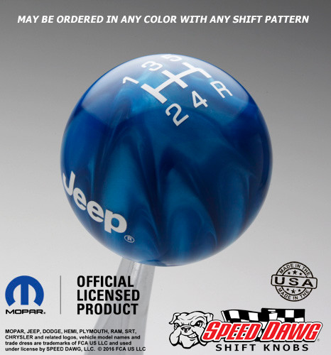 Jeep 5 Speed Shift Knob with Inlaid Shift Pattern & Logos