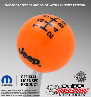 Neon Orange Jeep Logo Shift Knob With Black Graphics