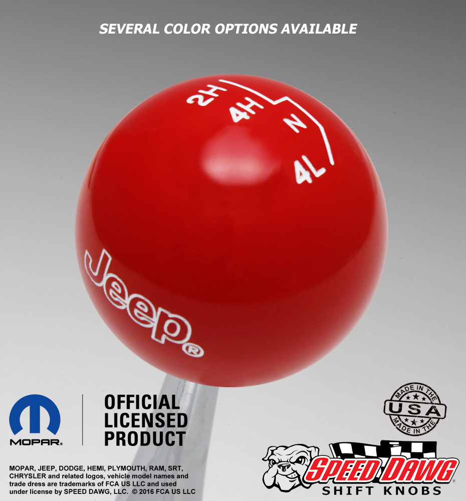 Jeep JK Transfer Case Shift Knob with Engraved Shift Pattern & Outline  Logos - Non Threaded