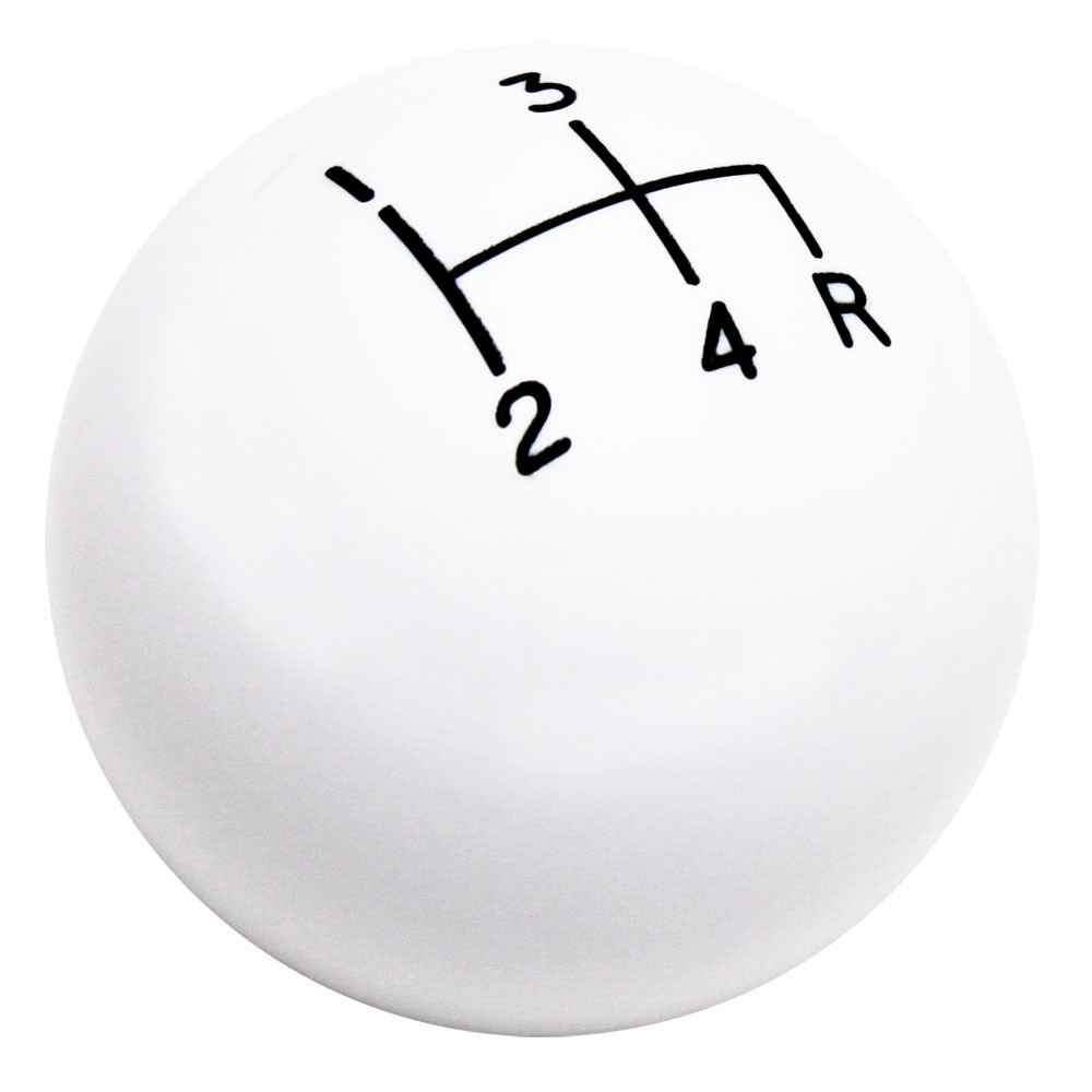 Muncie 4 Speed White 5/16" Engraved Shift Knob Ball 