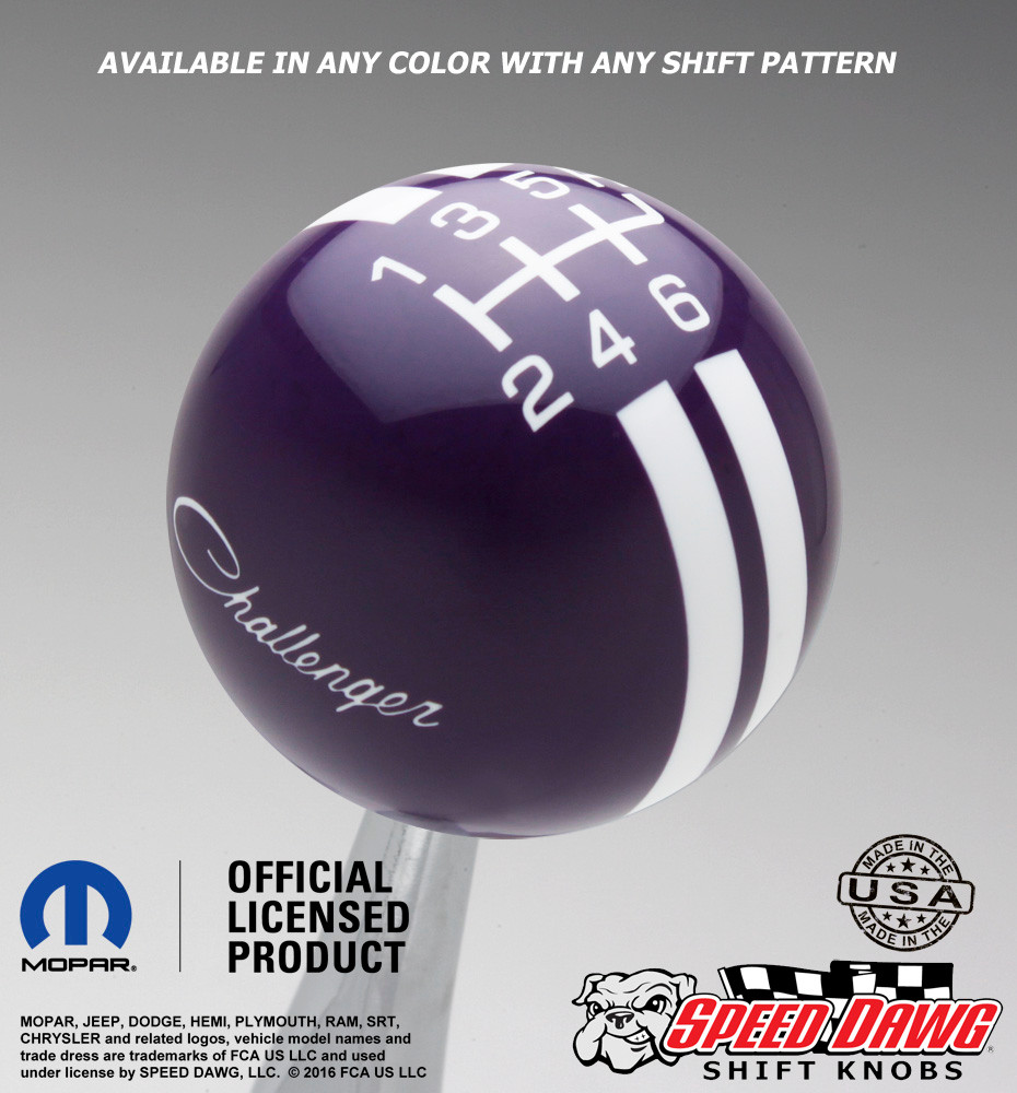 Dodge Challenger Script Rally Stripe Shift Knob