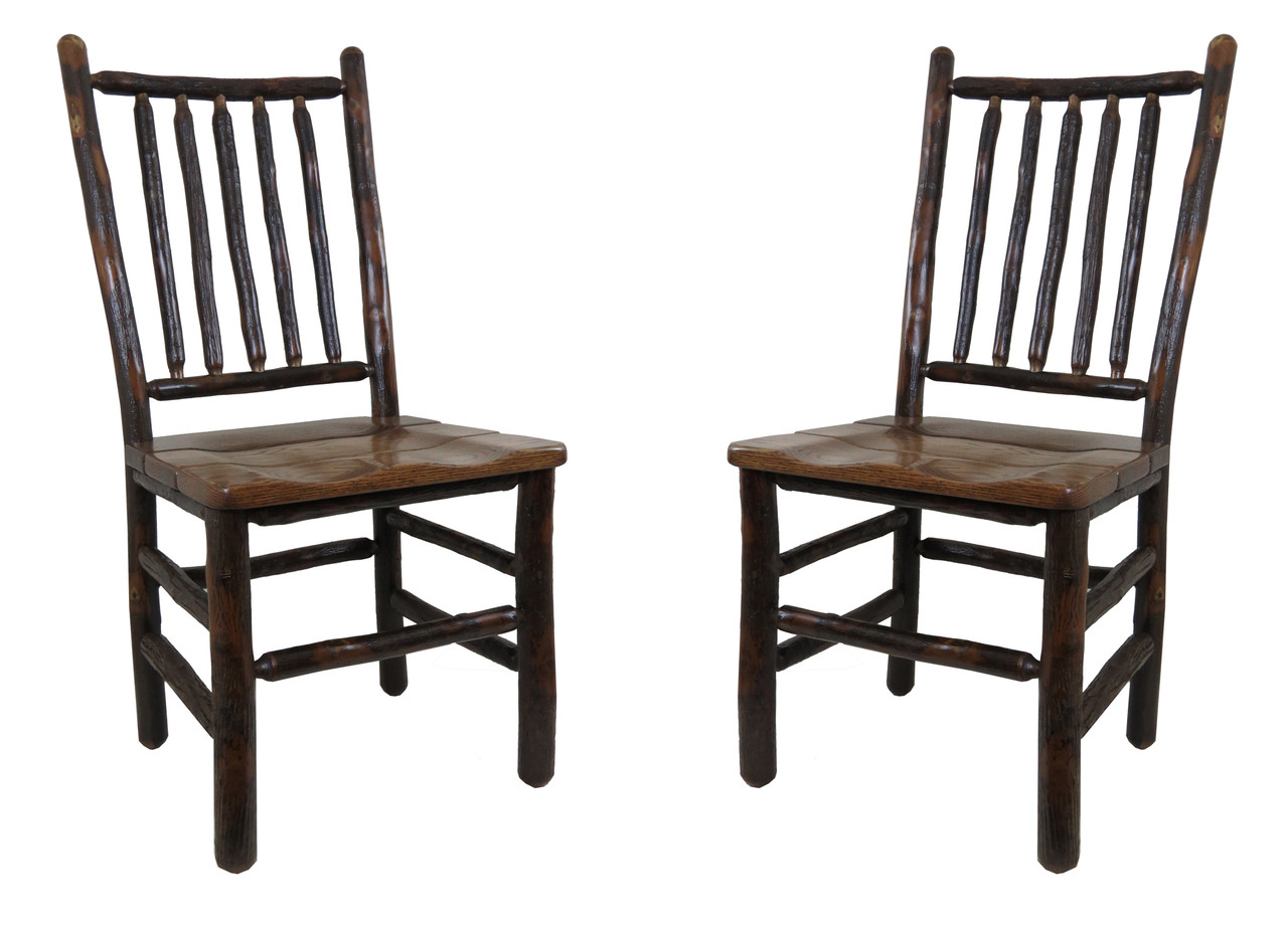 Rustic Hickory Dining Chairs With Barnwood Seat Spindle Back Set Of 2