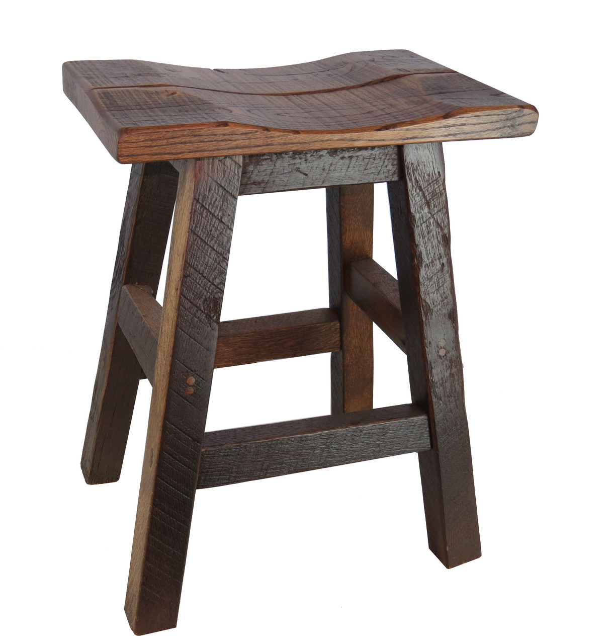 Free Shipping Barnwood Bar Stool Saddle Seat 24