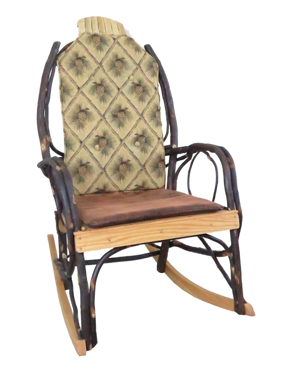 amish bentwood rocker cushion set  golden pine cone fabric