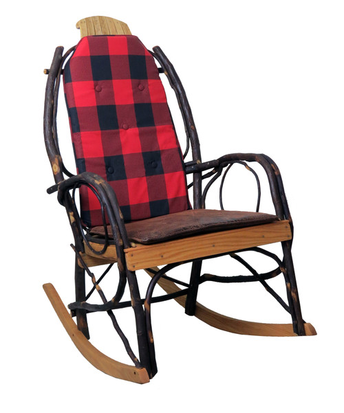 Amish Bentwood Rocker Cushion Set Buffalo Plaid Fabric