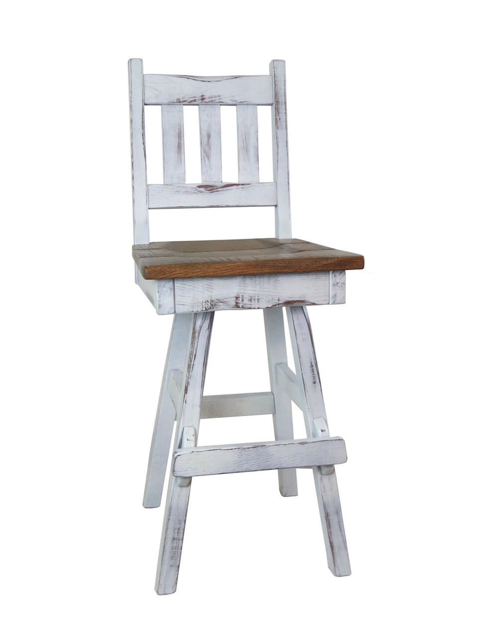 Farmhouse White Distressed Amish Swivel Bar Stool 24" or ...