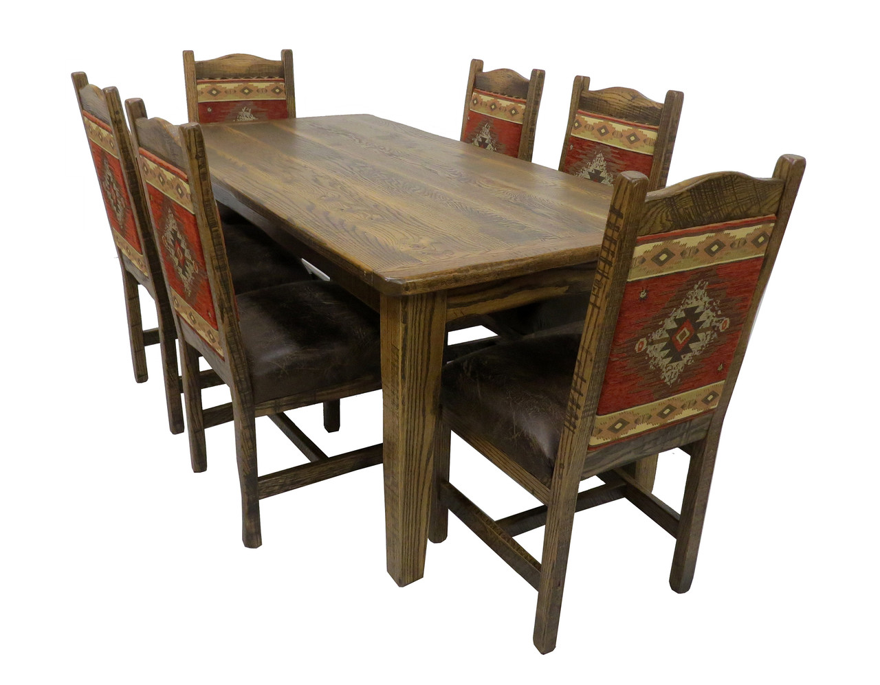 Rustic Barn Wood Dining Table And 6 Chair Set