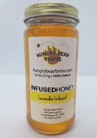 Lavender Infused Pure Raw Wildflower Honey, lightly strained. Local Lavender Blossoms.