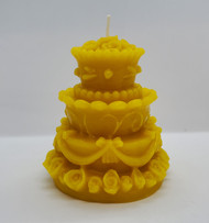 Pure Beeswax Wedding Cake Candle, 3-1/2" x 3-1/2" Tall