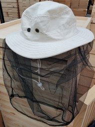 Round Hat w/ Veil & Pull Strap, Organic Cotton
