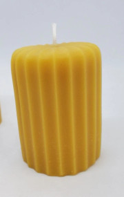 Pure Beeswax Ribbon Pillar Candles, 100% Beeswax