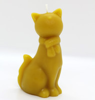 Pure Beeswax Cat with Scarf Candle