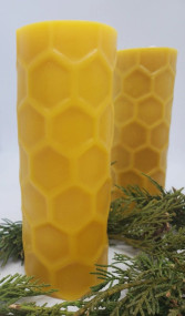 Pure Beeswax Large Hexagon Pattern Pillar Candle