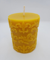 Pure Beeswax Fleur De Lis Pillar Candle