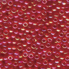 Japanese Miyuki Seed Beads, size 6/0, SKU 111031.MYK6-0254D, transparent dark red ab, (1 tube, apprx 24-28 grams, apprx 315 beads per tube)