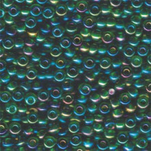Japanese Miyuki Seed Beads, size 6/0, SKU 111031.MYK6-0179, transparent green ab, (1 tube, apprx 24-28 grams, apprx 315 beads per tube)