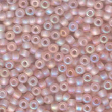 Japanese Miyuki Seed Beads, size 6/0, SKU 111031.MYK6-0155FR, matte transparent pale pink ab, (1 tube, apprx 24-28 grams, apprx 315 beads per tube)