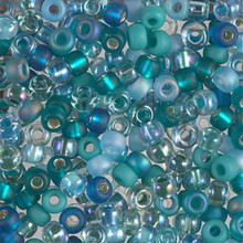 Japanese Miyuki Seed Beads, size 6/0, SKU 111031.MYK6-MIX 18, touch of teal mix, (1 tube, apprx 24-28 grams, apprx 315 beads per tube)