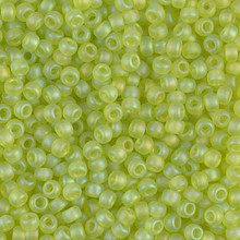 Japanese Miyuki Seed Beads, size 8/0, SKU 189008.MY8-0143FR, matte transparent chartreuse ab, (1 26-28 gram tube, apprx 1120 beads)