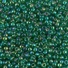 Japanese Miyuki Seed Beads, size 8/0, SKU 189008.MY8-0179, transparent green ab, (1 26-28 gram tube, apprx 1120 beads)