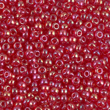 Japanese Miyuki Seed Beads, size 8/0, SKU 189008.MY8-0254D, transparent dark red ab, (1 26-28 gram tube, apprx 1120 beads)