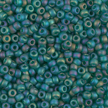 Japanese Miyuki Seed Beads, size 8/0, SKU 189008.MY8-0147FR, matte transparent dark green ab, (1 26-28 gram tube, apprx 1120 beads)