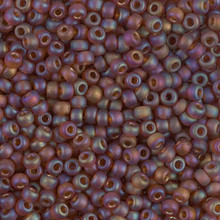 Japanese Miyuki Seed Beads, size 8/0, SKU 189008.MY8-0134FR, matte transparent dark amber ab, (1 26-28 gram tube, apprx 1120 beads)