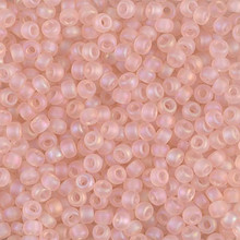 Japanese Miyuki Seed Beads, size 8/0, SKU 189008.MY8-0155FR, matte transparent light tea rose ab, (1 26-28 gram tube, apprx 1120 beads)