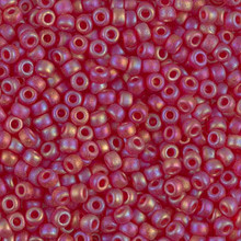 Japanese Miyuki Seed Beads, size 8/0, SKU 189008.MY8-0141FR, matte transparent red ab, (1 26-28 gram tube, apprx 1120 beads)
