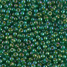 Japanese Miyuki Seed Beads, size 8/0, SKU 189008.MY8-0354, chartreuse lined green ab, (1 26-28 gram tube, apprx 1120 beads)