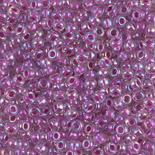Japanese Miyuki Seed Beads, size 8/0, SKU 189008.MY8-0264, lined magenta ab, (1 26-28 gram tube, apprx 1120 beads)