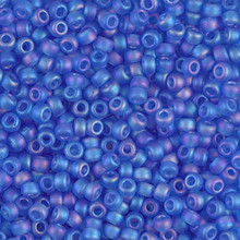 Japanese Miyuki Seed Beads, size 8/0, SKU 189008.MY8-0150FR, matte transparent sapphire ab, (1 26-28 gram tube, apprx 1120 beads)