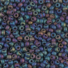 Japanese Miyuki Seed Beads, size 8/0, SKU 189008.MY8-0401FR, matte black ab, (1 26-28 gram tube, apprx 1120 beads)
