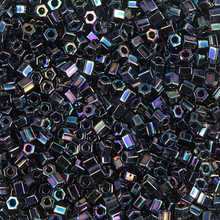 Japanese Miyuki Seed Beads, size 8/0, SKU 189008.MY8-0455cut, metallic variegated blue iris cut, (1 26-28 gram tube, apprx 1120 beads)