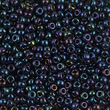 Japanese Miyuki Seed Beads, size 8/0, SKU 189008.MY8-0452, metallic dark blue iris, (1 26-28 gram tube, apprx 1120 beads)