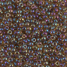 Japanese Miyuki Seed Beads, size 8/0, SKU 189008.MY8-0357, fuchsia lined light amber ab, (1 26-28 gram tube, apprx 1120 beads)