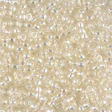 Japanese Miyuki Seed Beads, size 8/0, SKU 189008.MY8-2442, transparent crystal ivory gold lined ab, (1 26-28 gram tube, apprx 1120 beads)